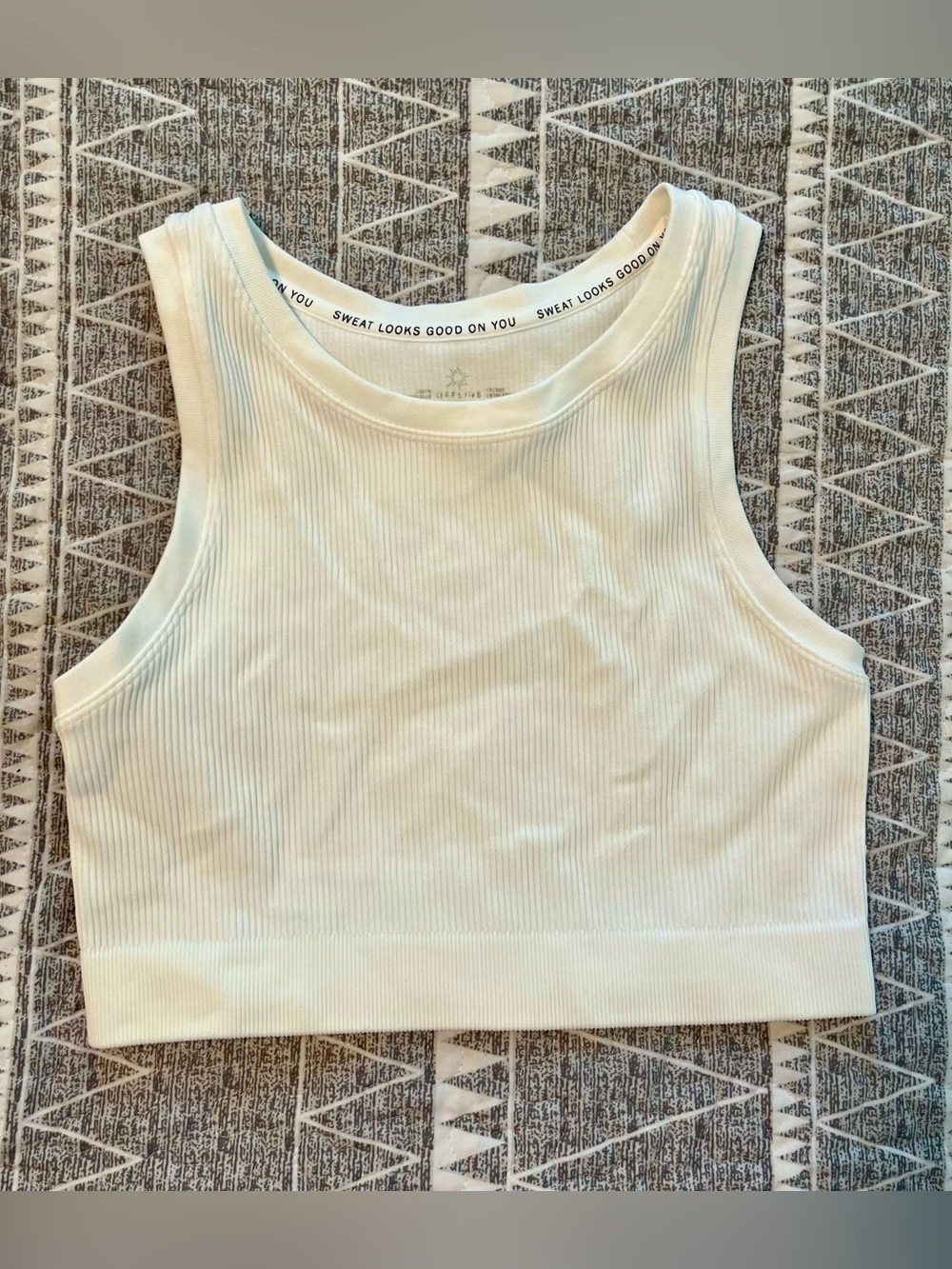 Offline by Aerie OG Seamless Ribbed Crop Tank Top White L